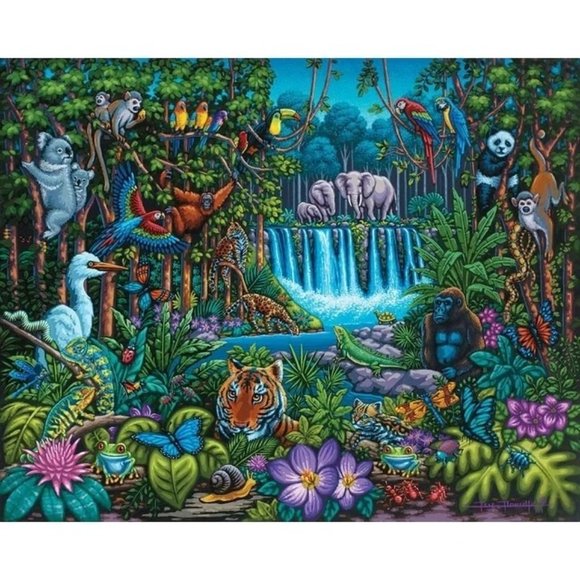 NEW Dowdle Folk Art - Wild Jungle Dowdle - 100 Piece 16"x20" Jigsaw Puzzle - Picture 3 of 5